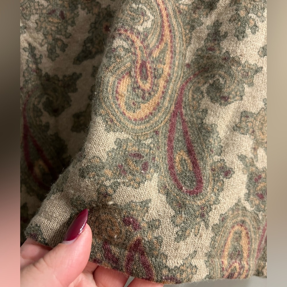 Vintage tweeds lambs wool angora rabbit hair paisley print cardigan sweater - Picture 6 of 7